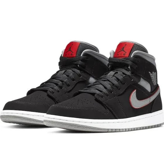 Air Jordan 1 Mid "Black Particle Grey/Gym Red"